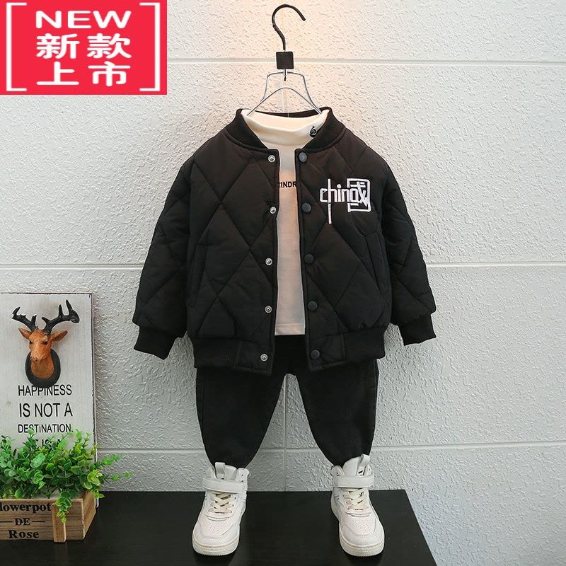 可莉允儿童男童加厚外套2022新款秋冬季加绒棒球服棉衣宝宝冬装夹棉上衣棉服图片