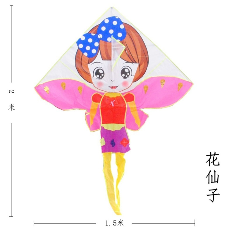 潍坊儿童卡通风筝微风易飞风筝格子布风筝大头儿子叮当猫花仙子