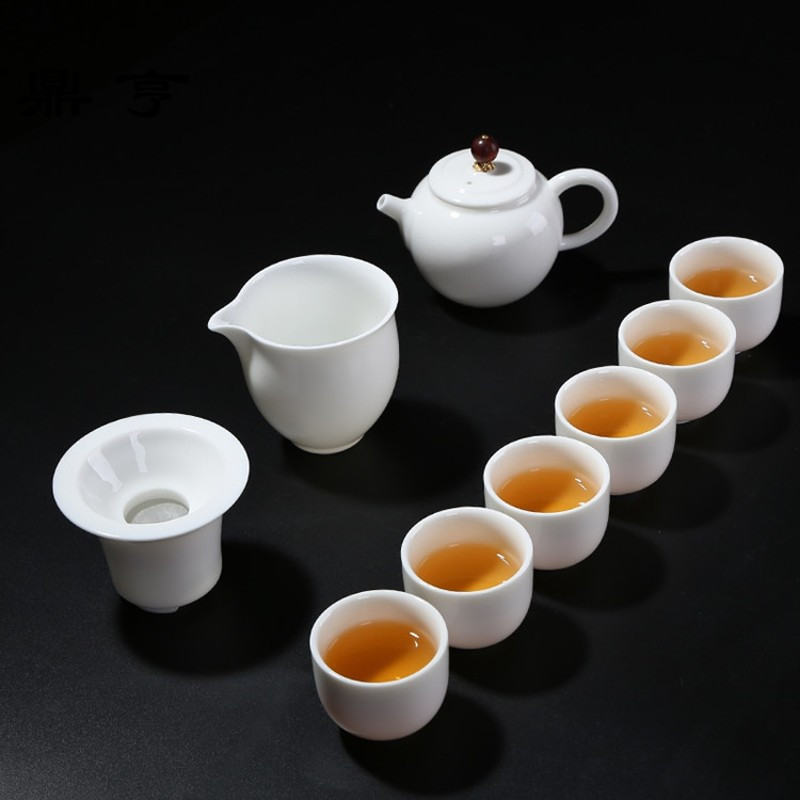 鼎亨陶瓷茶具套装功夫茶具整套玉瓷纯白茶杯茶壶茶道家用办公简约