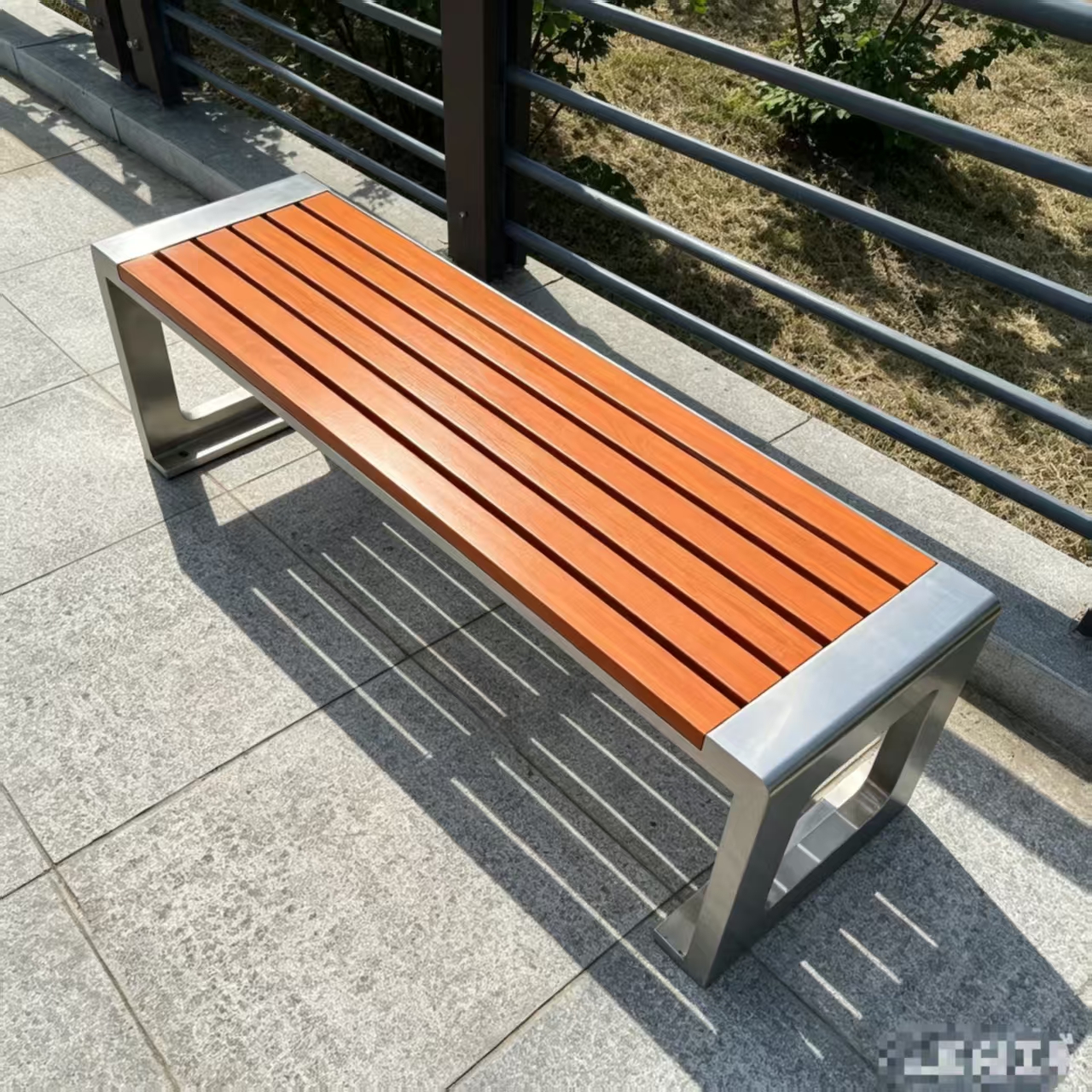 公园长椅不锈钢户外长凳120*40*45cm高清大图