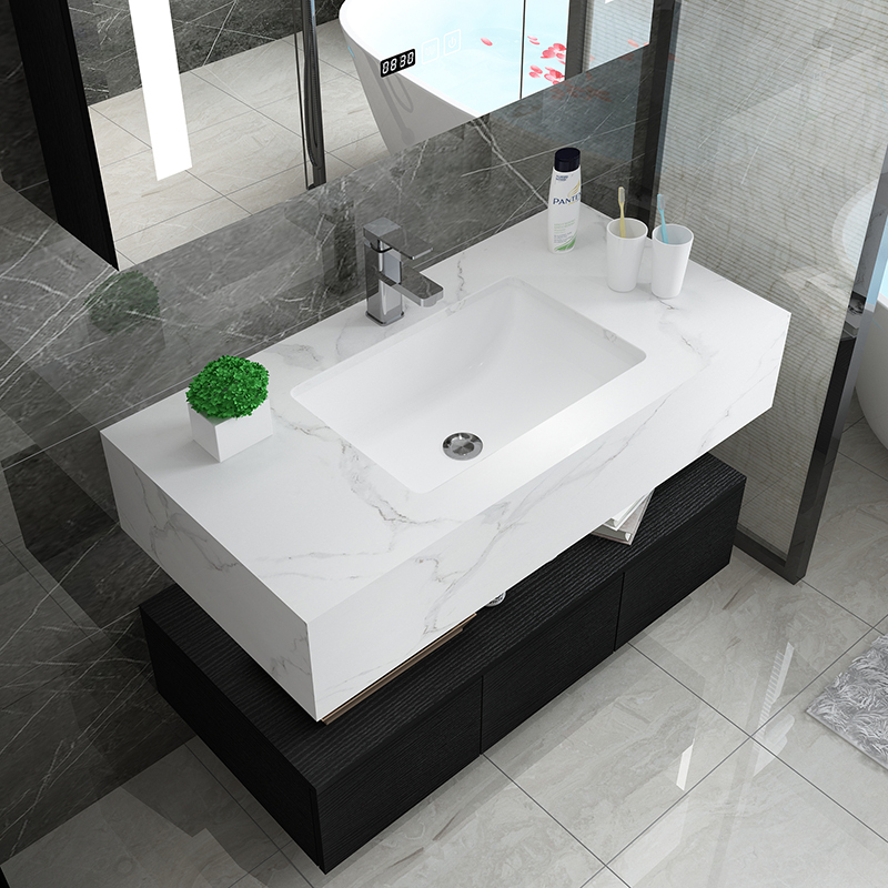 现代轻奢浴室柜组合卫生间闪电客大理石台面洗漱台洗手洗脸盆挂墙式