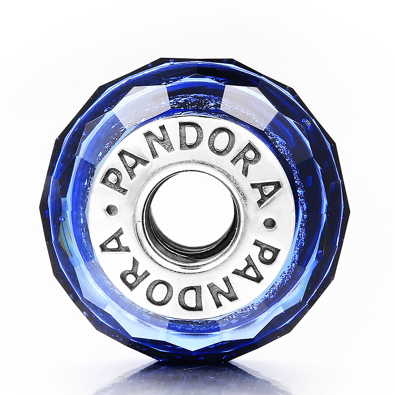 PANDORA潘多拉 闪耀蓝色切割面琉璃925银串饰吊坠 791646