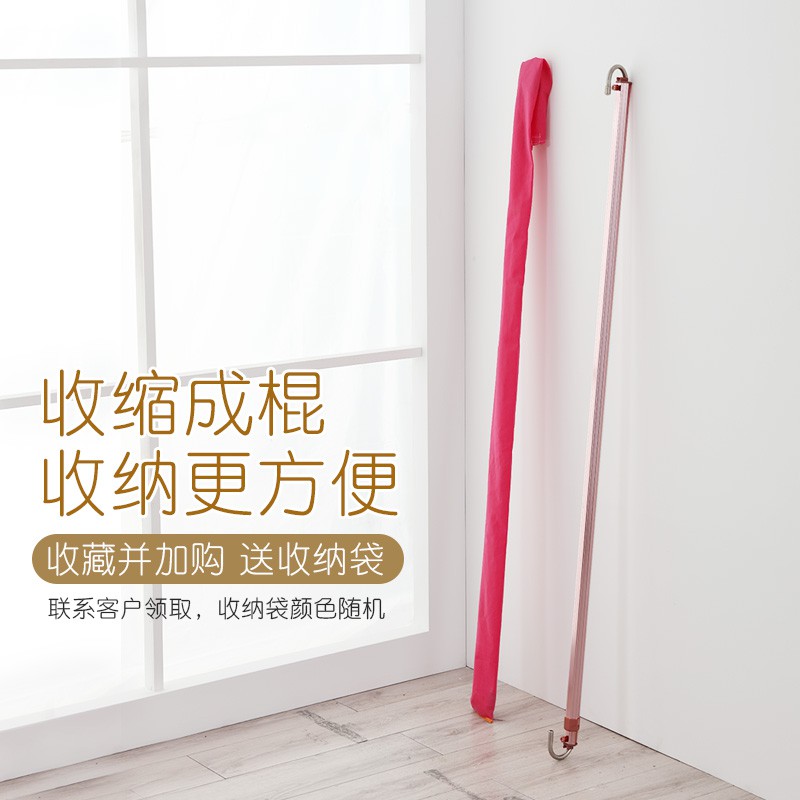 三维工匠器防盗网晾衣杆阳台晒衣杆飘窗隐形单杆不锈钢伸缩晾衣架 不锈钢[25cm固定高度][长度1.3-2.3米伸缩] 大高清大图