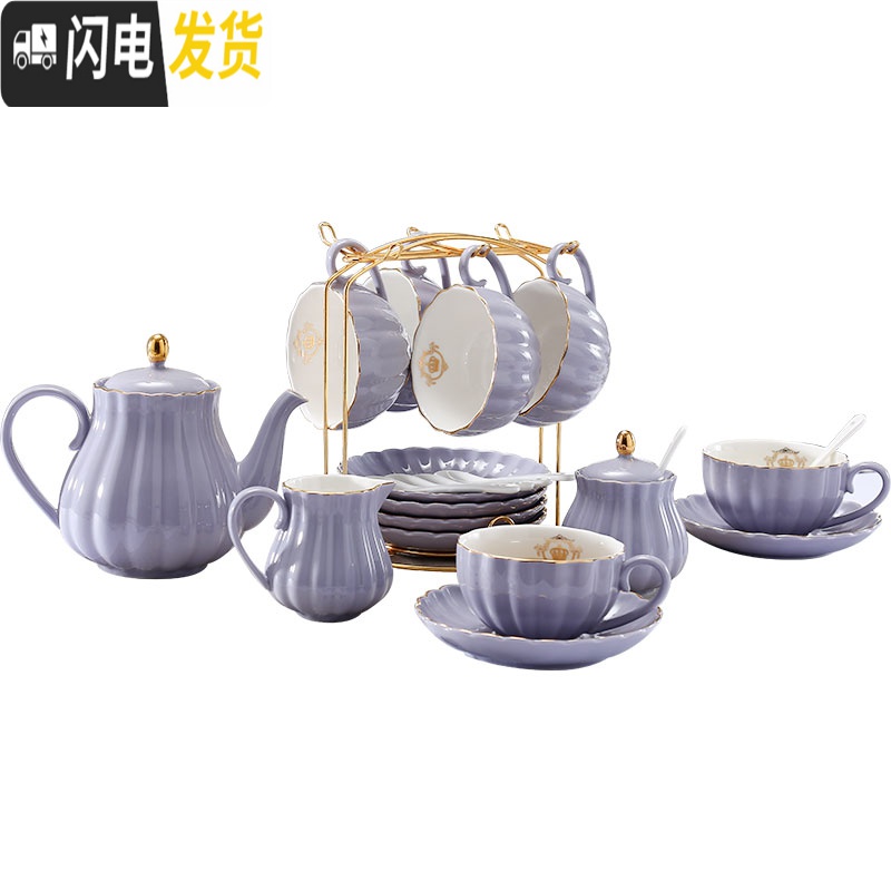 三维工匠咖啡杯套装欧式小陶瓷北欧优雅家用英式下午花茶茶具美式 白色-1壶4杯碟咖啡器具高清大图