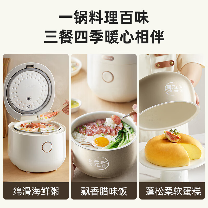 小熊(Bear)电饭煲 家用4-5人 多功能3L电饭锅 智能防溢预约 陶瓷油元釜微压柴火饭米饭锅 DFB-C30L3