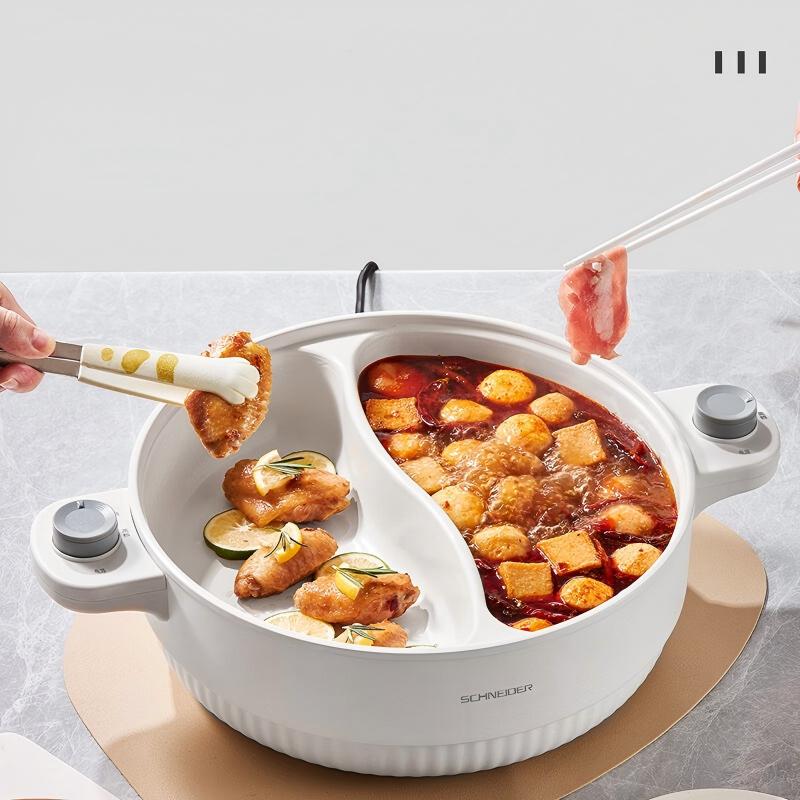 施耐德(Schneider)家用多功能大容量鸳鸯电火锅 5L SWK-XNL19高清大图