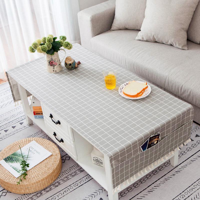 家柏饰corated田园棉麻小清新格子茶几布客厅桌布长方形餐桌布家用