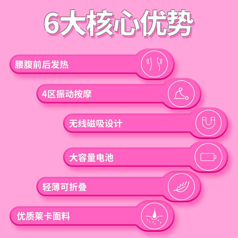 飞利浦(Philips) 腰部按摩器 痛经月经 无线热敷多功能腰带 大姨妈神器按摩仪 暖宫带 3201B 粉色苏宁自营