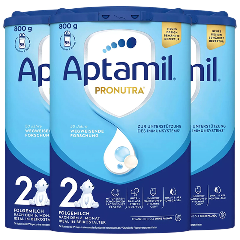 【3罐装】Aptamil德国原装进口爱他美经典版2段6-10个月婴幼儿配方奶粉800g