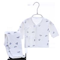 新生儿纽扣系带衣服和尚服纯棉套装初生婴儿内衣春秋夏季0-6个月 纸飞机(系带款) 52(建议8斤以下)