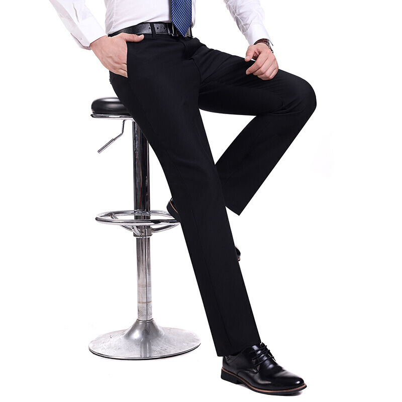 梵克公牛男士西裤常规春夏季中年商务休闲西服裤正装职业黑色西装裤男