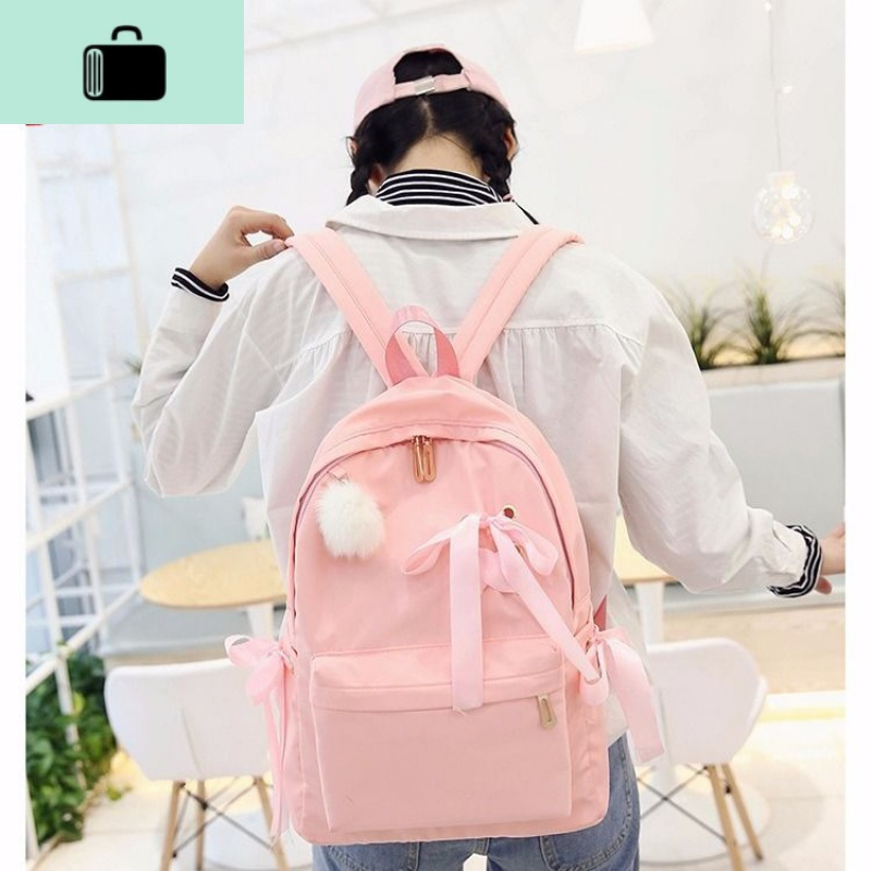初中女生书包韩版蝴蝶结校园简约双肩包韩国森系学院风小清新背包NEW LAKE