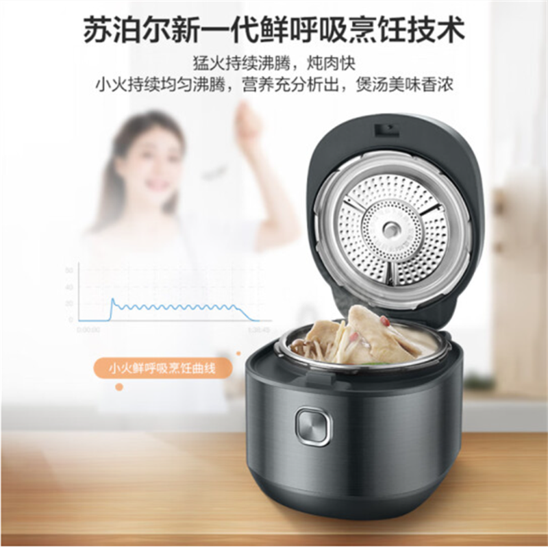 苏泊尔(SUPOR)电压力锅5L精钢球釜智能鲜呼吸高压锅多功能压力锅家用2200w猛火 SY-50HC37Q