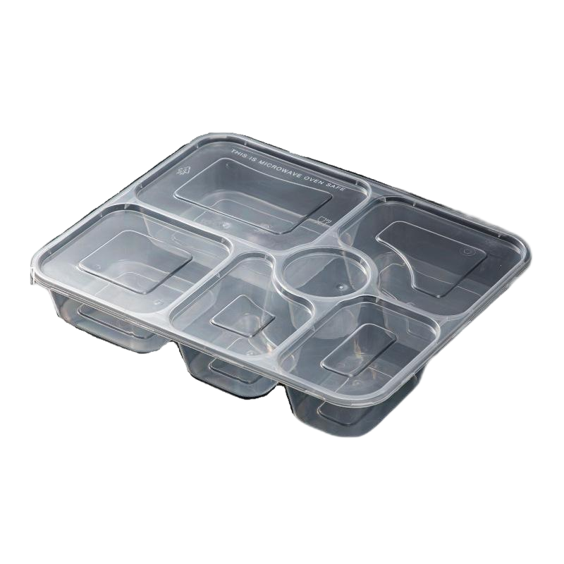 先互丁 一次性大六格餐盒饭盒 1200ml(150个)箱高清大图