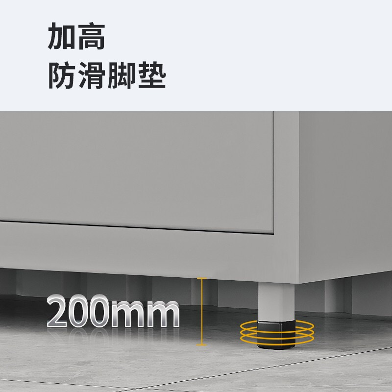 域赢工具柜重型车间双开门式五金柜铁皮储物柜多功能器材柜矮柜灰色加厚款