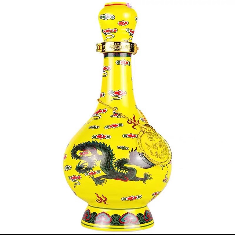 牛栏山二锅头黄瓷瓶经典黄龙52度500ml2瓶清香型白酒礼盒装