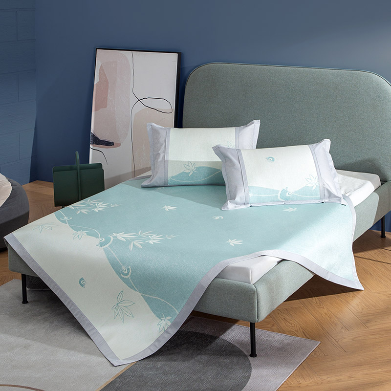 罗莱 11TGZL0129 仲夏夜梦透气冰丝席三件套绿色180*200cm高清大图