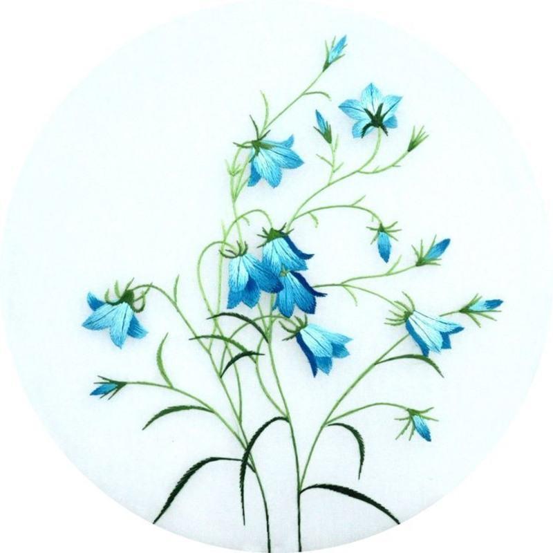 兰花1苏州刺绣diy套件初学手工双面绣扇子团扇材料包有痕迹图有指导群