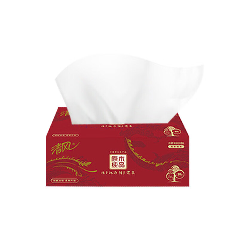 清风 盒装面巾纸 B338AFD 210*198mm双层 200抽/盒 3盒/提 12提/箱(计价单位:提)高清大图