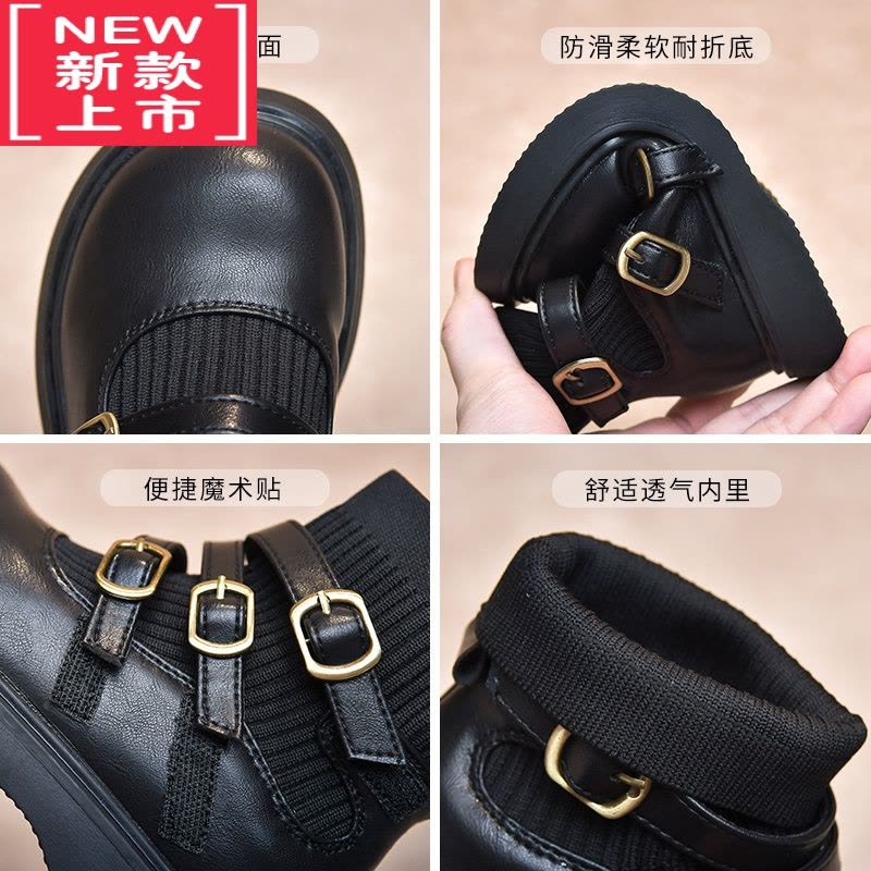 可莉允女童靴子2022新款秋冬加绒袜子靴女孩童靴秋季马丁靴儿童春秋短靴图片