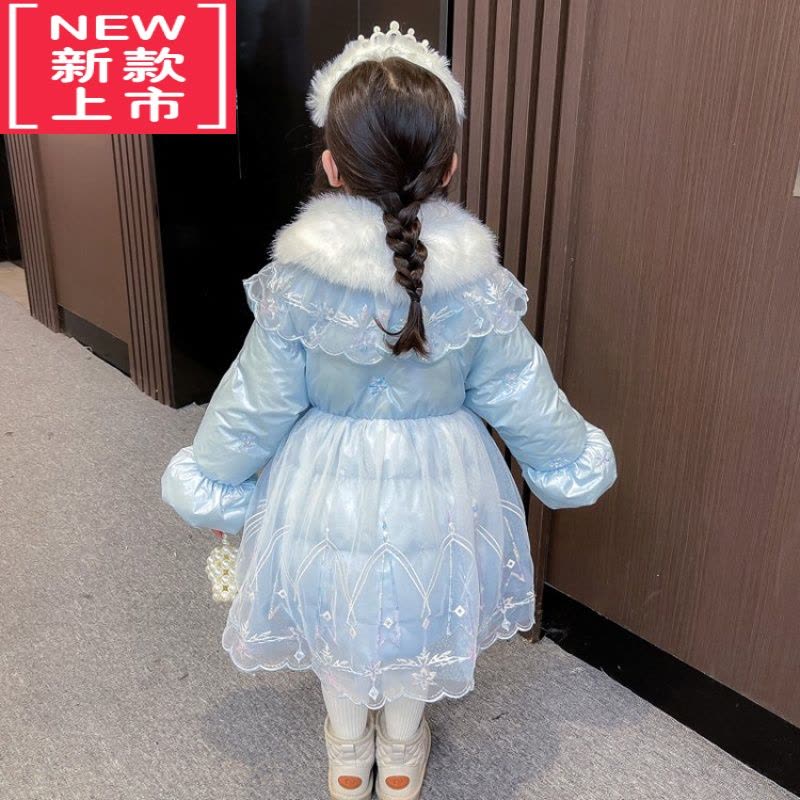 可莉允女童2022新款冬季羽绒服棉服加厚外套儿童爱莎公主裙女宝洋气礼服图片