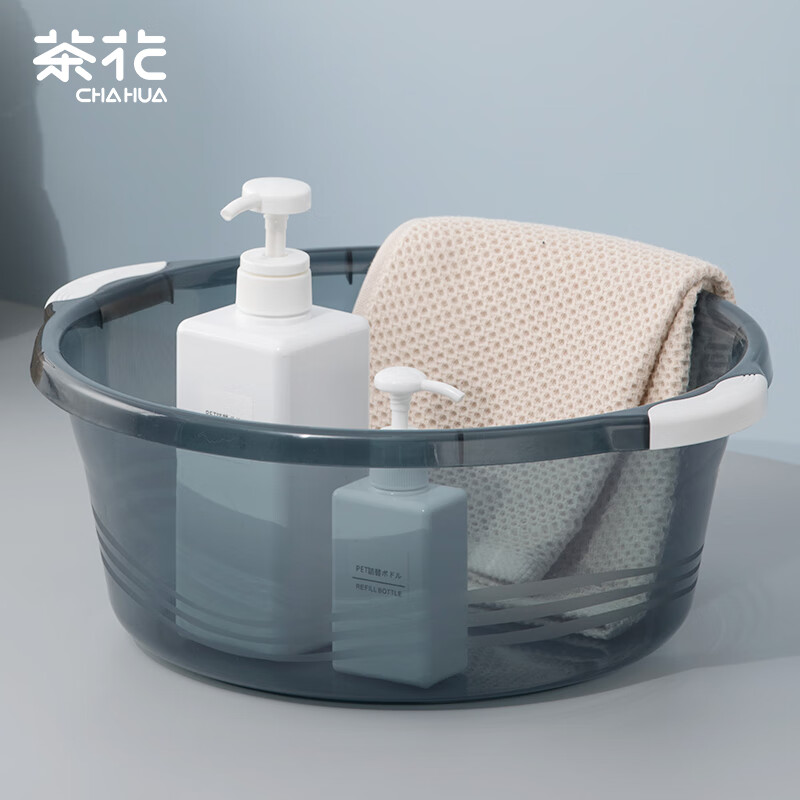 CHAHUA茶花03421K洗脸盆大号含把手38cm泡脚洗脚盆洗衣盆加厚塑料盆洗菜盆高清大图
