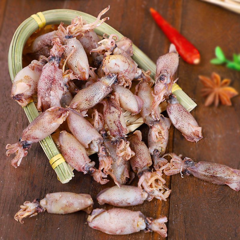 渔民自晒海兔干85成干500g350个笔管鱼鱿鱼仔墨鱼海鲜干货100g视频