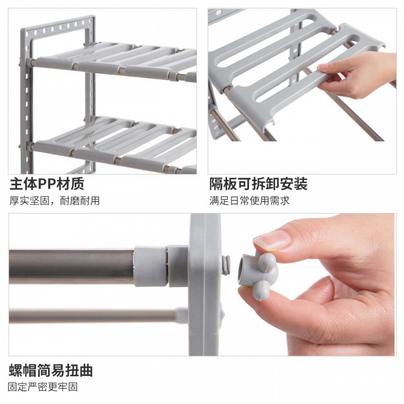 水下伸缩置物架厨房收纳架 双层厨具架子落地锅架碗碟架收纳层架 三维工匠高清大图