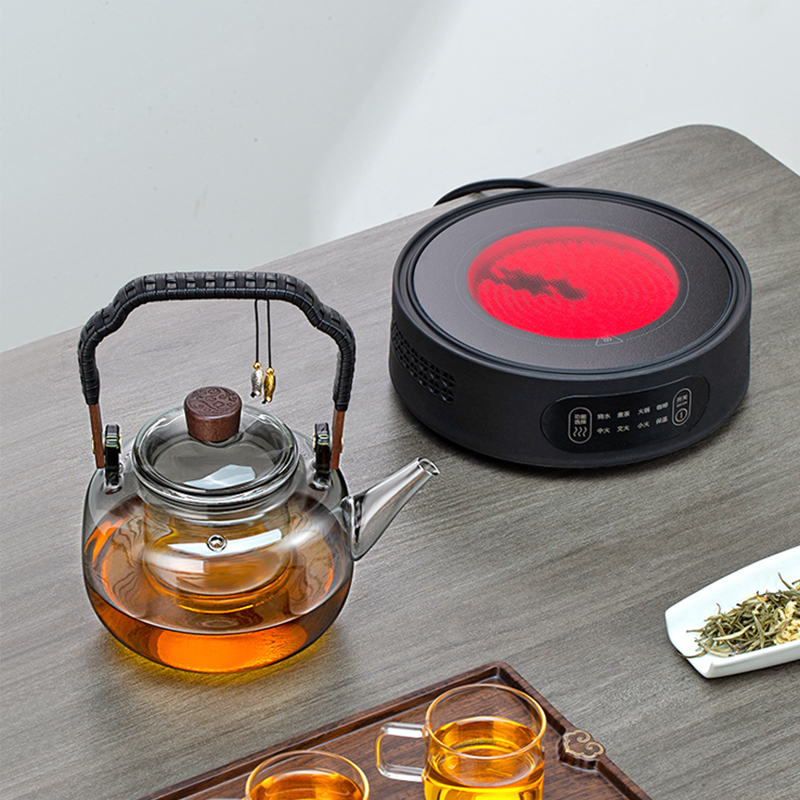 金镶玉 煮茶套装 电陶炉玻璃煮茶壶器家用全自动围炉煮茶 叶落惊秋高清大图