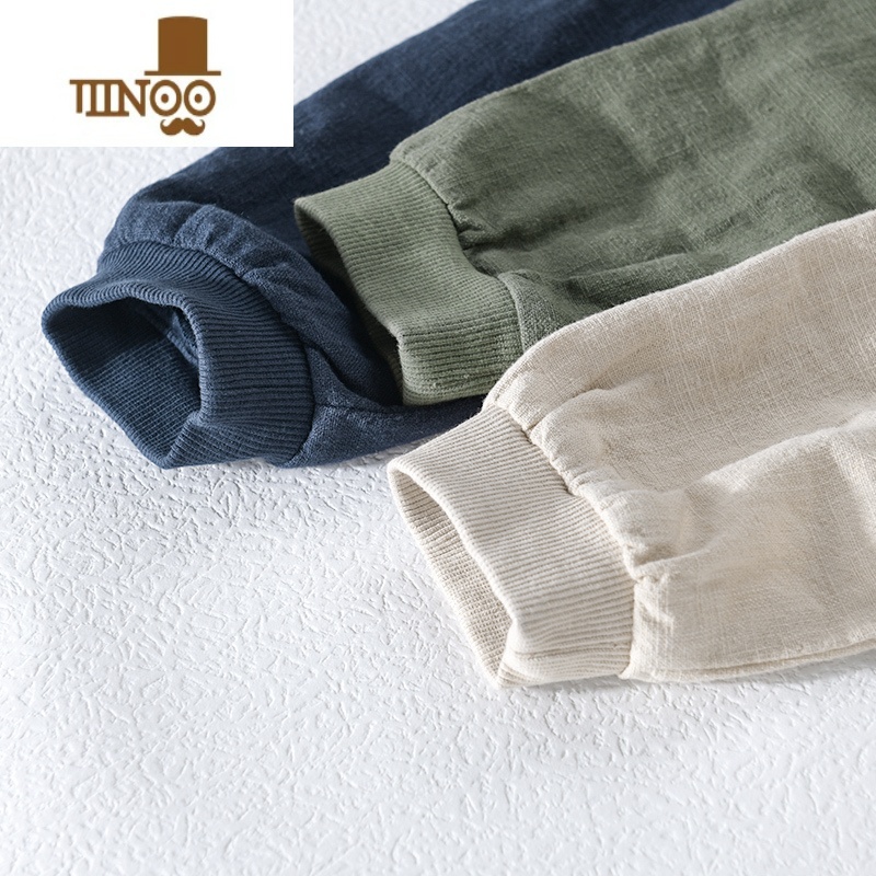 YANXU复古棉麻休闲夹克男新款中式纯色透气苎麻外套翻领亚麻帅气高清大图