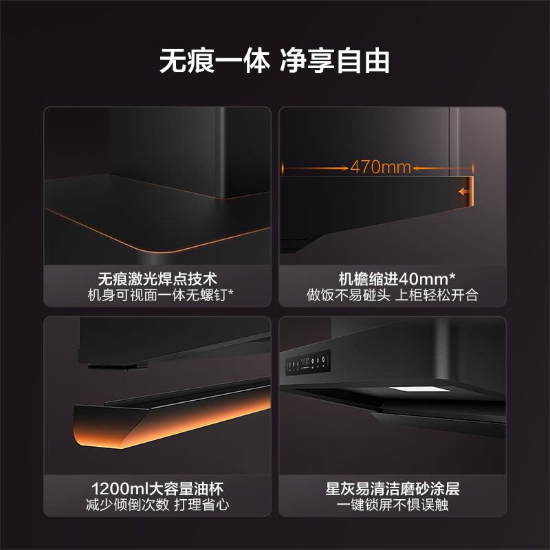 方太(FOTILE)新品欧式吸油烟机家用27大风量挥手智控智感净味顶吸式环隐速吸油烟机F5图片