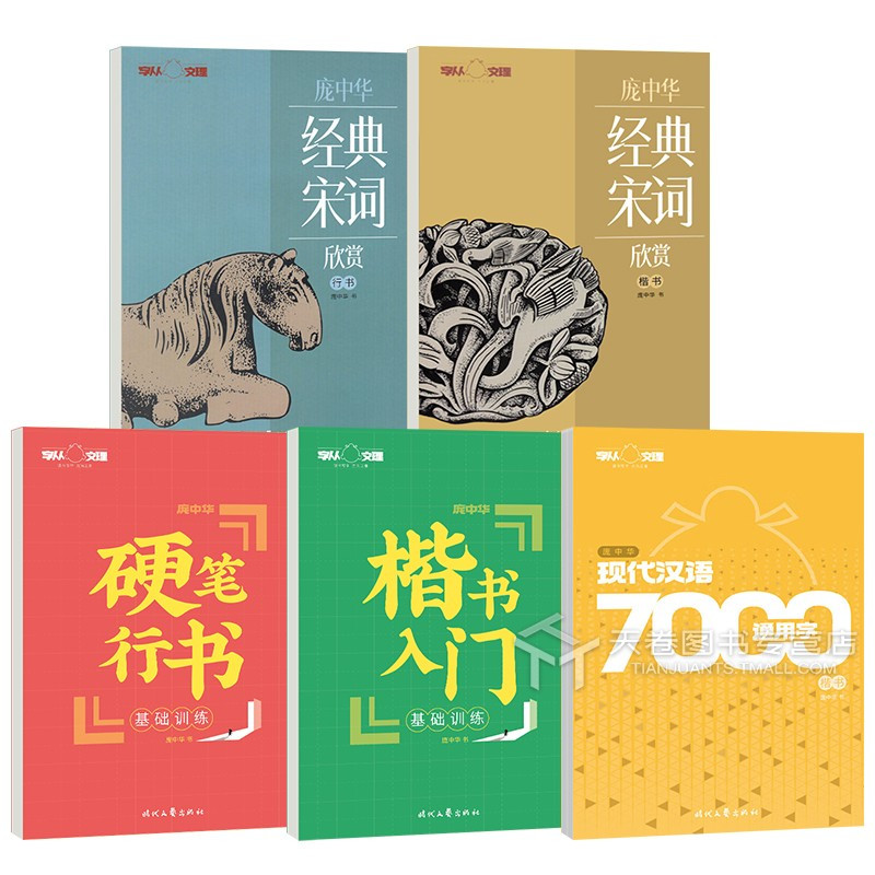 5本套 [正版]套装共5本庞中华钢笔字帖成人练字帖现代汉语7000字楷书字帖行书字帖庞中华初学者学生同步临摹字帖正楷楷书