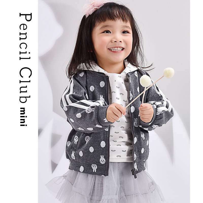 [2折价:29元]铅笔俱乐部童装女小童外套春装休闲儿童棒球服圆点洋气2022新款