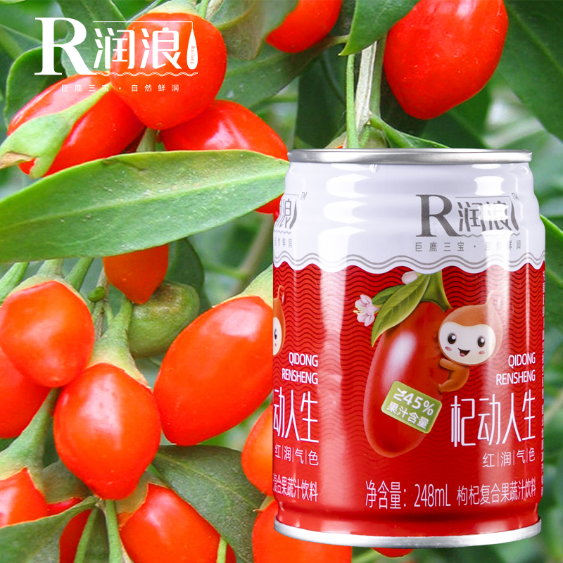 [润浪]银花甜杏枸杞原浆浓缩果汁饮料果味易拉罐248ml*8瓶装