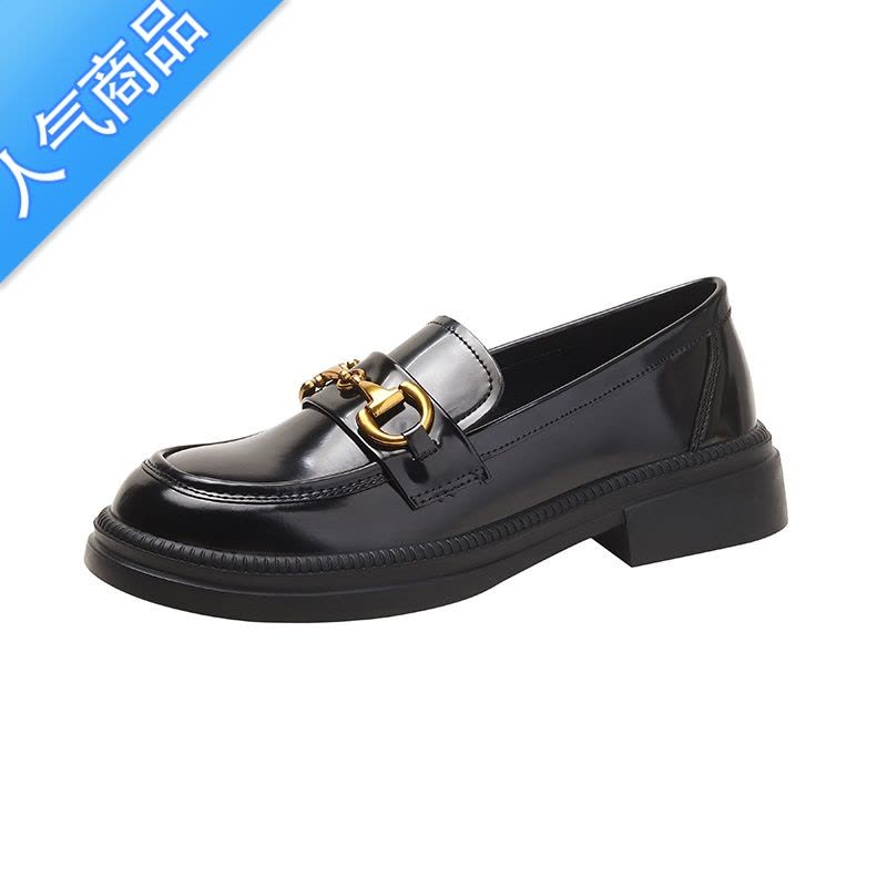 SUNTEK全小皮鞋女英伦风2023新款秋季学院厚底乐福鞋黑色jk单鞋平底图片