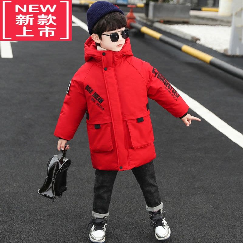 可莉允儿童装男童冬装棉服2022年新款洋气冬季羽绒棉衣外套男孩红色棉袄图片