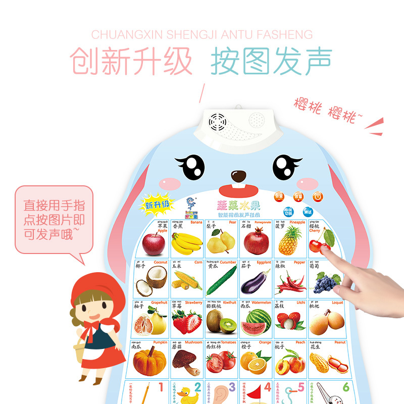 乐乐鱼宝宝有声早教挂图英文字母幼儿童发声识字学习神器益智玩具墙贴