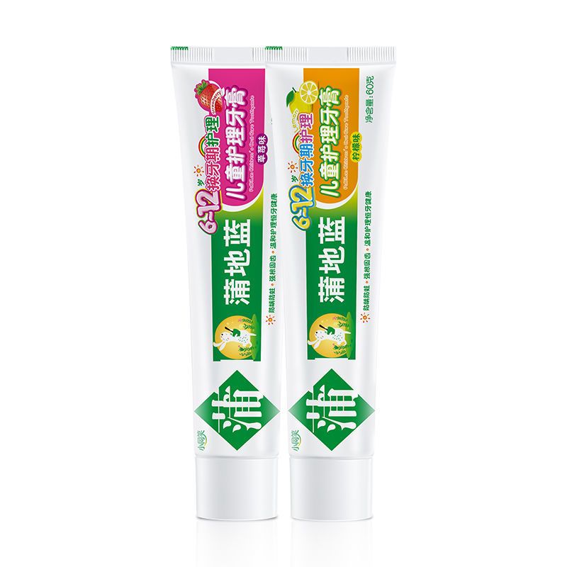蒲地蓝儿童牙膏6岁以上8岁小孩含氟防蛀大童可吞咽小学生换牙牙膏 换牙期60g草莓