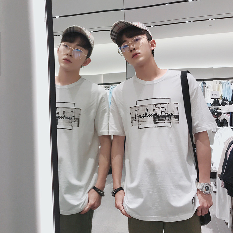 夏款短袖男韩版修身圆领打底衫男士半袖T恤潮青少年衣服学生体恤