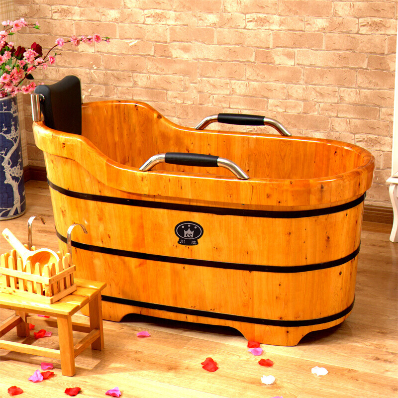 沐浴桶泡澡木桶浴桶洗澡桶扶手成人泡浴洗澡香柏木质浴缸浴盆木盆安心