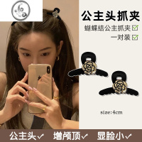 JiMi丝绒蝴蝶结抓夹头饰女设计感小众公主头发夹侧边刘海发卡头发夹子 花朵黑色抓夹2件