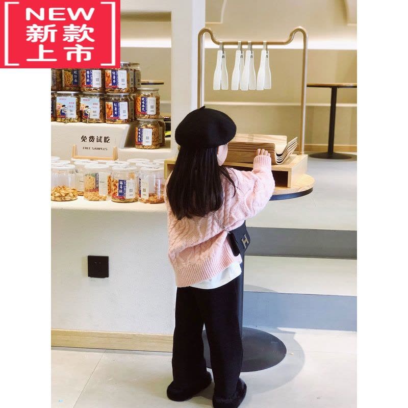 可莉允恬恬很甜 2022新款女童冬季慵懒风时髦麻花百搭套头毛衣图片