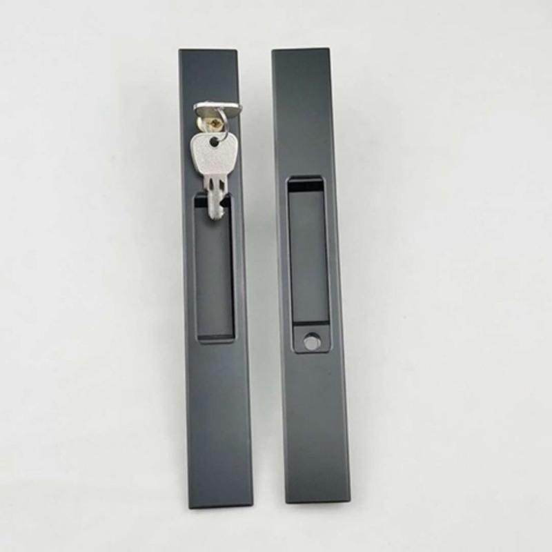 铝合金推拉门带钥匙锁门窗配件中空玻璃门一字钩锁阳台移门条形锁金色