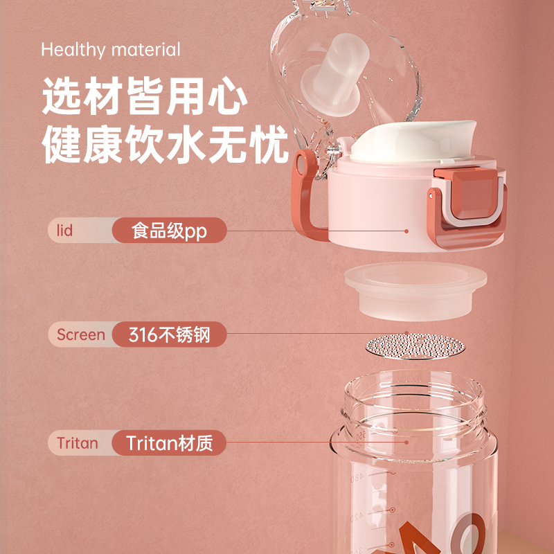 炊大皇时尚撞色弹盖随手杯家用办公可拎冷水杯YD48A1