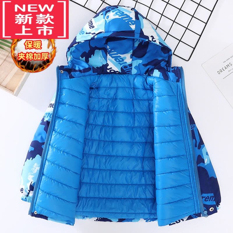 可莉允童装男童2022年冬装洋气中大童儿童加厚冲锋衣棉衣外套棉服时尚图片