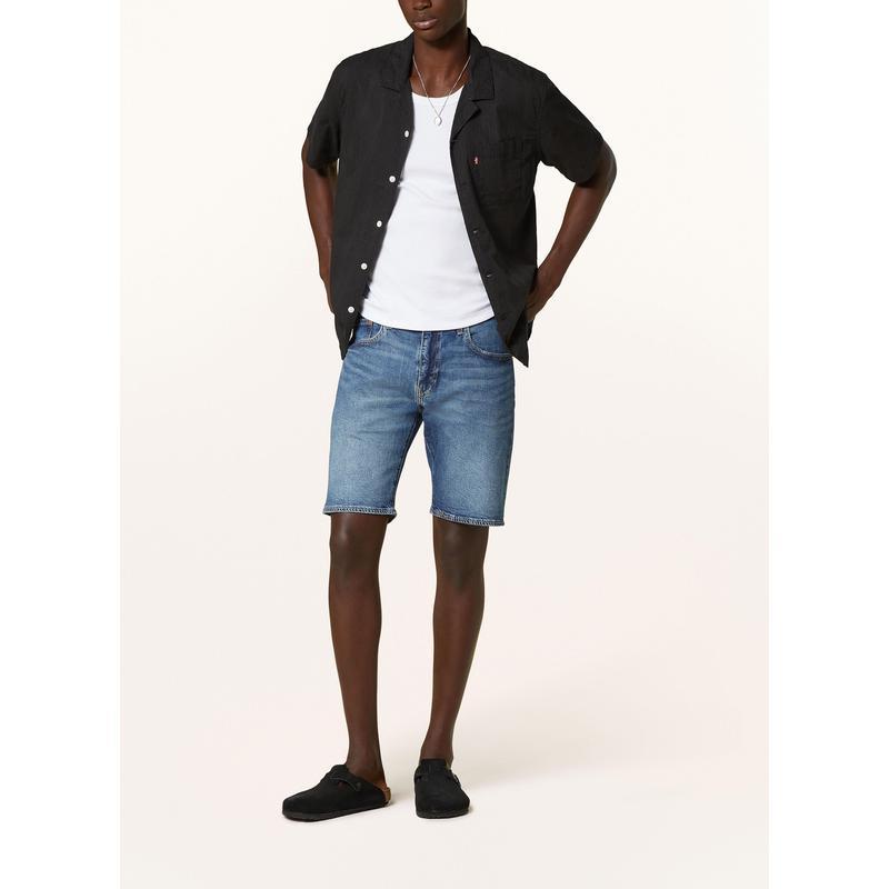 Levi’s男士修身短裤窄版牛仔短裤五口袋拉链设计做旧效果柔软舒适
