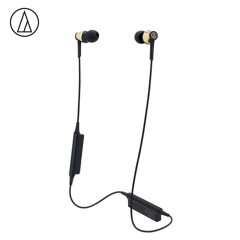 铁三角(audio-technica)ATH-CKR35BT运动无线蓝牙入耳式耳机手机耳麦颈挂线控 金色