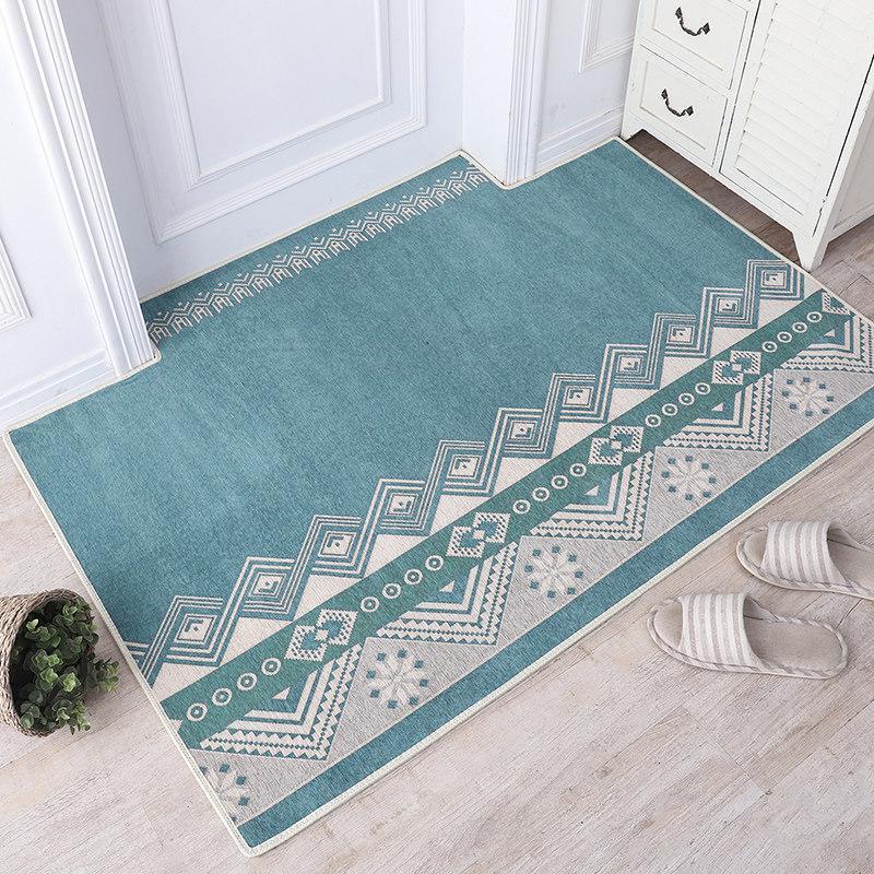 美帮汇北欧脚垫垫进入户口地垫厅玄关卧室日式简约家用地毯垫子 日式湖蓝 80×100CM