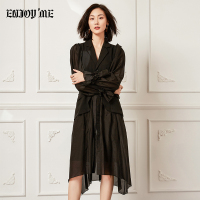ENJOY’ME长外套20女装春季新品镂空后领花苞袖系带