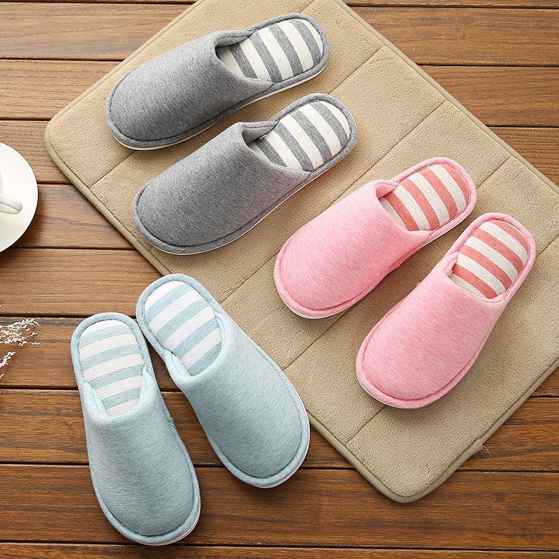 秋冬新款日系简约棉拖情侣居家室内软底地板保暖拖鞋039